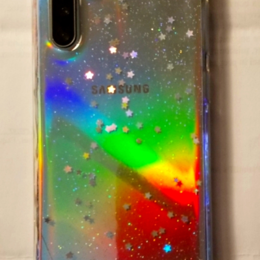 Galaxy Note 10 case, clear with glitter stars